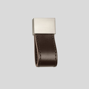 188 Leather loop, Brown-Stainless steel finish