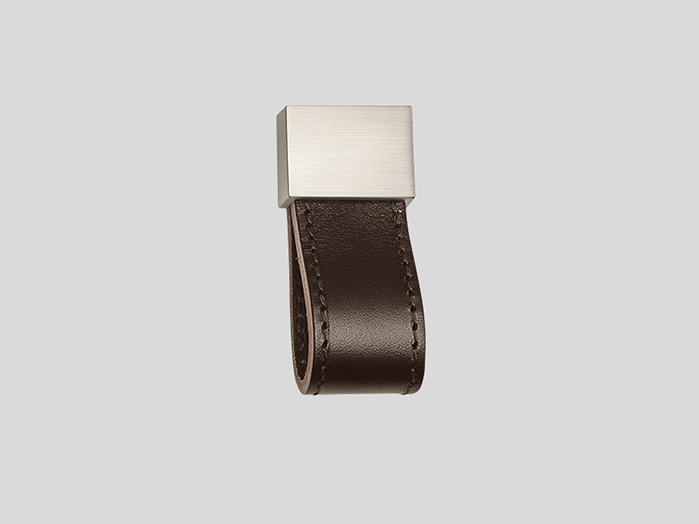 188 Leather loop, Brown-Stainless steel finish